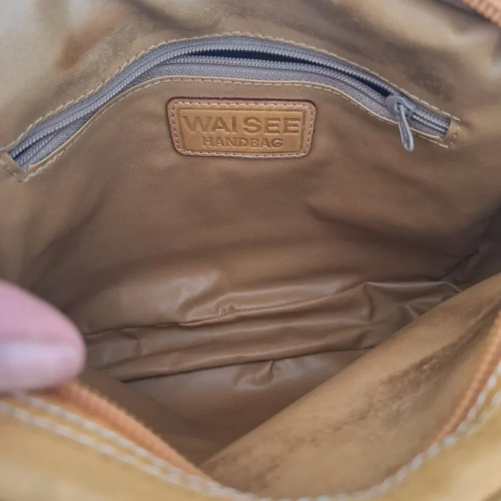 Wai See yellow‎ leather crossbody